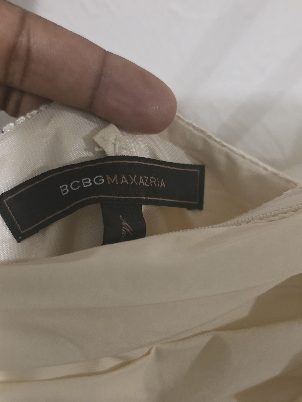 BCBGMaxAzria Cream Strapless Floral Appliqué Dress - Picture 4 of 5